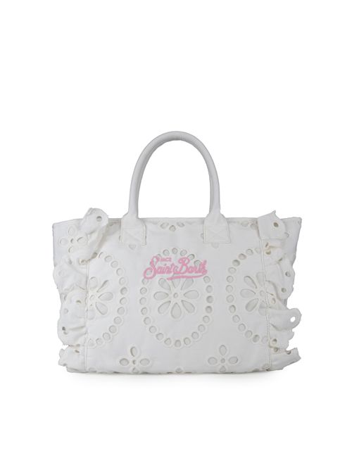 Borsa Vanity Volant Sangallo in cotone Bianco Mc2 Saint Barth | VANITY VOLANT03778H SANGALLO 1021 EMB